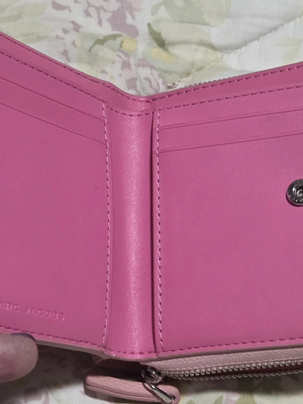 Marc Jacobs Pink Pebbled Leather 'The Wallet' Zip Wallet